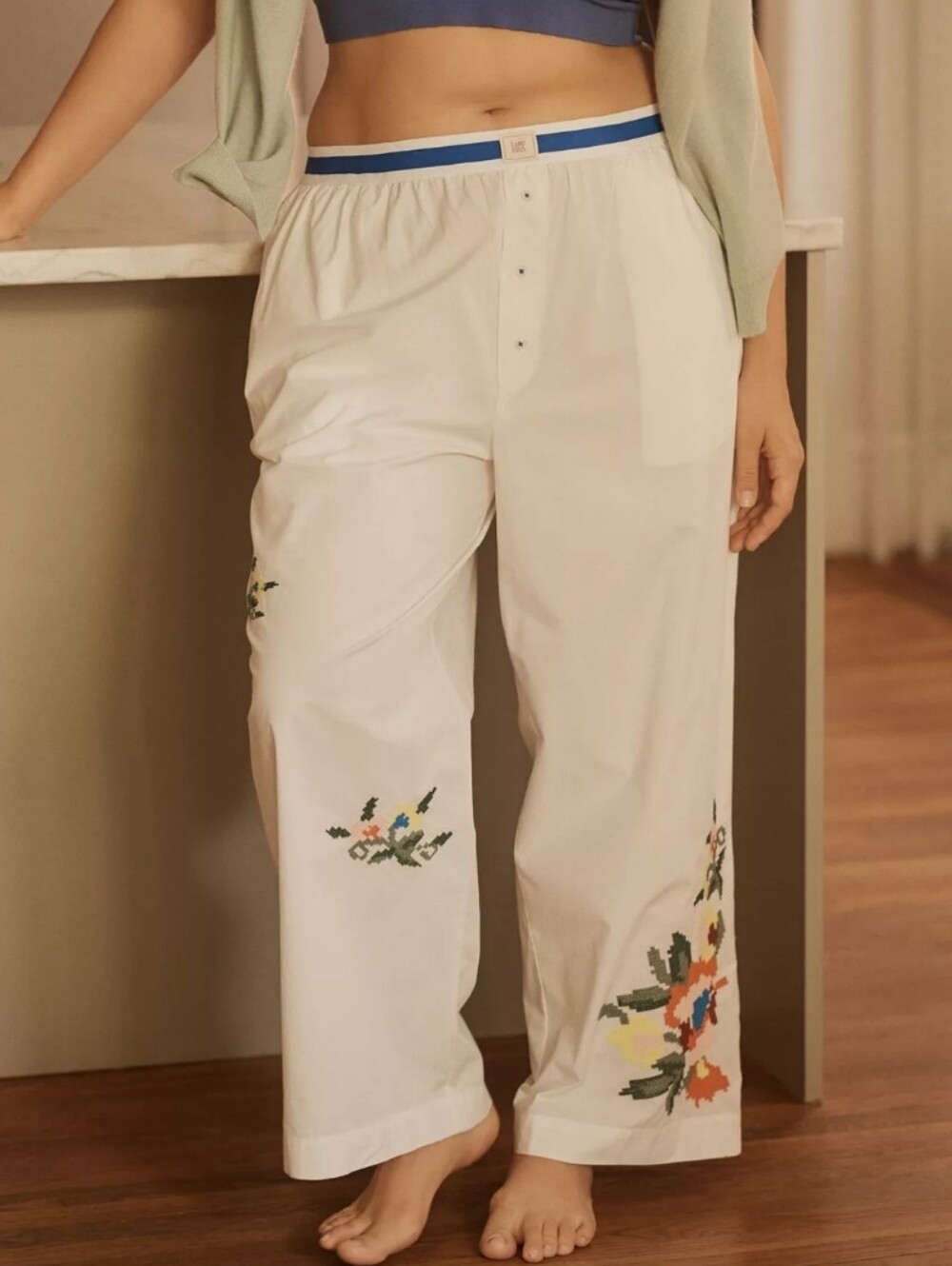 NWT Anthropologie The Wren Embroidered Boxer Pants by LyreBird, XL *Read Cond.